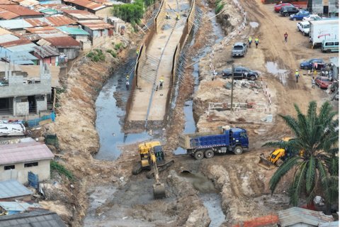 Drainage improvements in Agbogbloshie informal settlement. Photo: GARID.