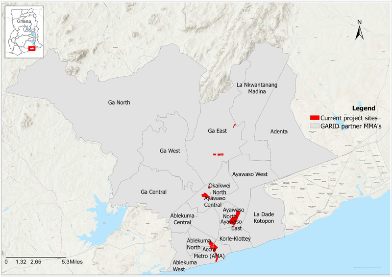 GARID current project sites. Image: Augustine Asuah.
